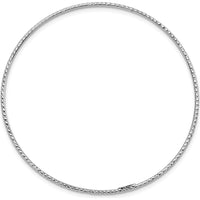 14K White Gold Polished Diamond-Cut 1.5mm Slip-on Round Bangle Bracelet - 8 inches by Oro Pregiato