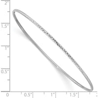 14K White Gold Polished Diamond-Cut 1.5mm Slip-on Round Bangle Bracelet - 8 inches by Oro Pregiato