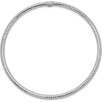 14K White Gold Polished Diamond-Cut 3mm Slip-On Round Bangle Bracelet by Oro Pregiato