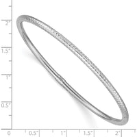 14K White Gold Polished Diamond-Cut 3mm Slip-On Round Bangle Bracelet by Oro Pregiato