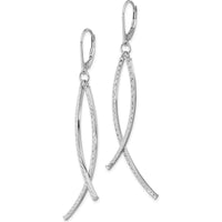 14K White Gold Polished Diamond Cut Fancy Dangle Leverback Earrings - 69.3mm Length by 0