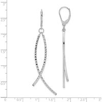 14K White Gold Polished Diamond Cut Fancy Dangle Leverback Earrings - 69.3mm Length by 0