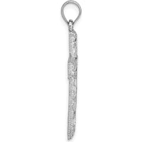 14K White Gold Polished Diamond-Cut Fancy Latin Cross Pendant by Oro Pregiato
