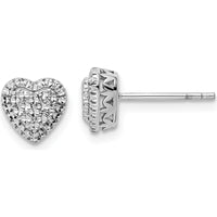 14K White Gold Polished Diamond-cut Heart Earrings - 0.50 Carat Total Diamond Weight by 0