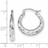 14K White Gold Polished Diamond-Cut Hoop Earrings - 22.73mm Length, 20.42mm Width by 0