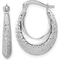 14K White Gold Polished Diamond-Cut Hoop Earrings - 22mm Length by 0