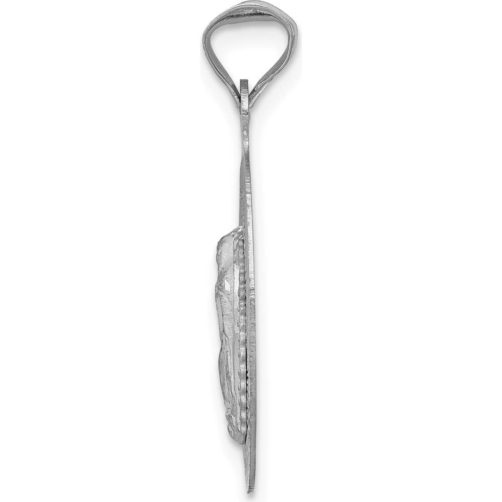 14K White Gold Polished Diamond-Cut Semi-Solid Our Lady Of Guadalupe Oval Pendant - 20mm x 13.02mm by Oro Pregiato