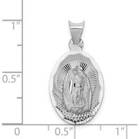 14K White Gold Polished Diamond-Cut Semi-Solid Our Lady Of Guadalupe Oval Pendant - 20mm x 13.02mm by Oro Pregiato