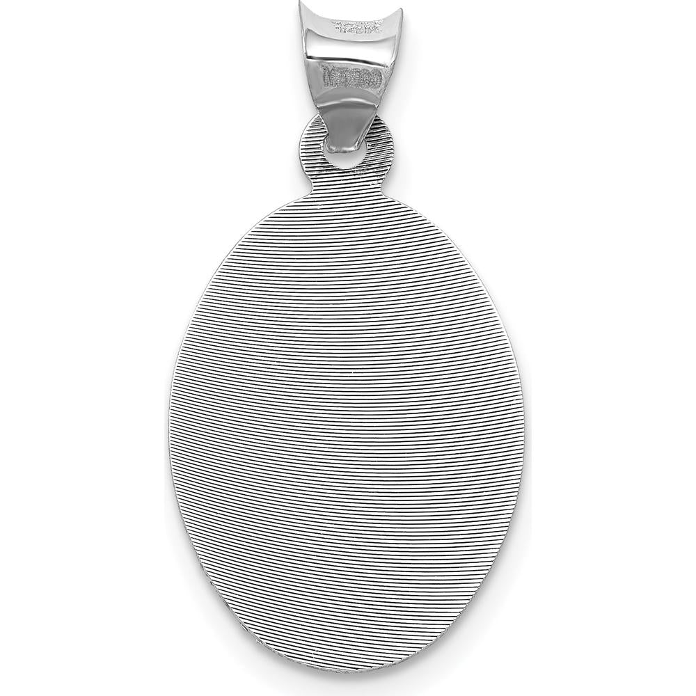 14K White Gold Polished Diamond-Cut Semi-Solid Our Lady Of Guadalupe Oval Pendant - 20mm x 13.02mm by Oro Pregiato