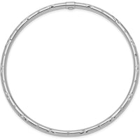 14K White Gold Polished Diamond-Cut Slip-On Round Bangle Bracelet - 3.00mm Width by Oro Pregiato