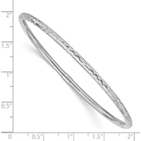 14K White Gold Polished Diamond-Cut Slip-On Round Bangle Bracelet - 3.00mm Width by Oro Pregiato