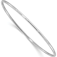 14K White Gold Polished Diamond-Cut Slip-On Round Bangle Bracelet by Oro Pregiato