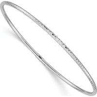 14K White Gold Polished Diamond-Cut Tube 2.00mm Slip-On Bangle Bracelet - 8 Inch Length by Oro Pregiato