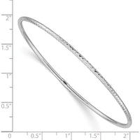 14K White Gold Polished Diamond-Cut Tube 2.00mm Slip-On Bangle Bracelet - 8 Inch Length by Oro Pregiato