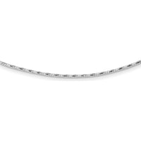 14K White Gold Polished Diamond-Cut Twisted Omega Necklace with 2" Heart Extender by 0