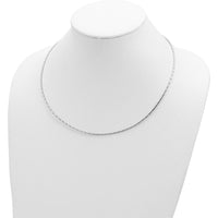 14K White Gold Polished Diamond-Cut Twisted Omega Necklace with 2" Heart Extender by 0