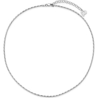 14K White Gold Polished Diamond-Cut Twisted Omega Necklace with 2" Heart Extender by 0