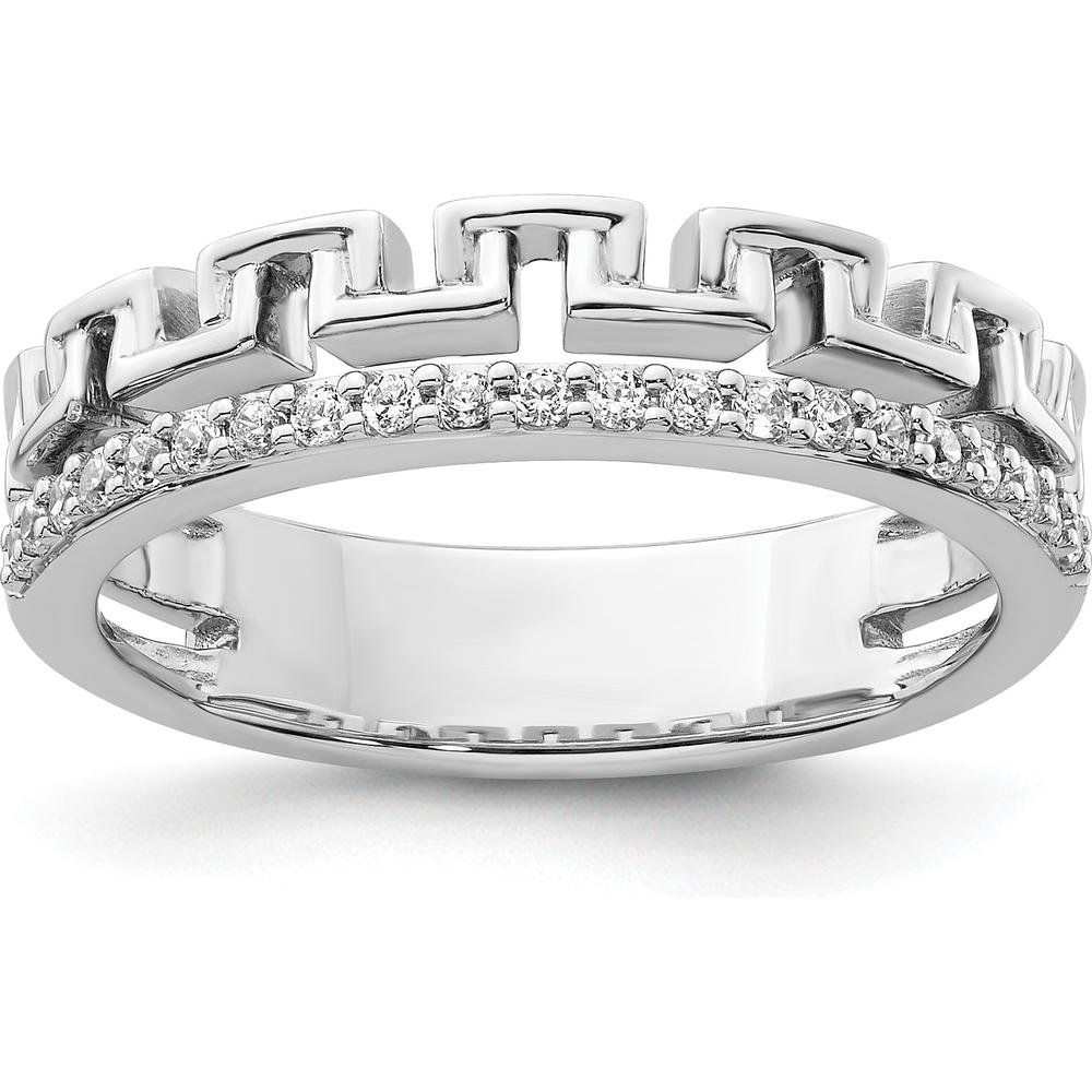 14K White Gold Polished Diamond Double Band Fashion Ring - 0.15 Carat Total Diamond Weight by 0