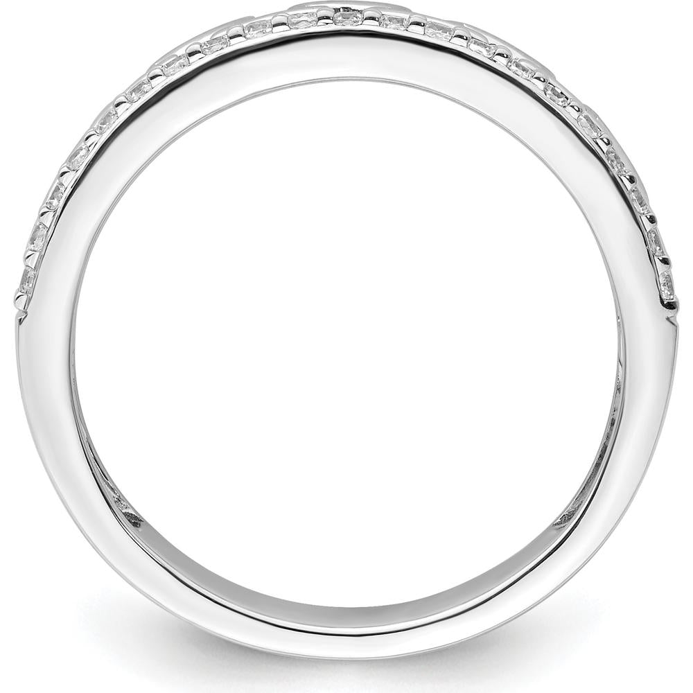 14K White Gold Polished Diamond Double Band Fashion Ring - 0.15 Carat Total Diamond Weight by 0