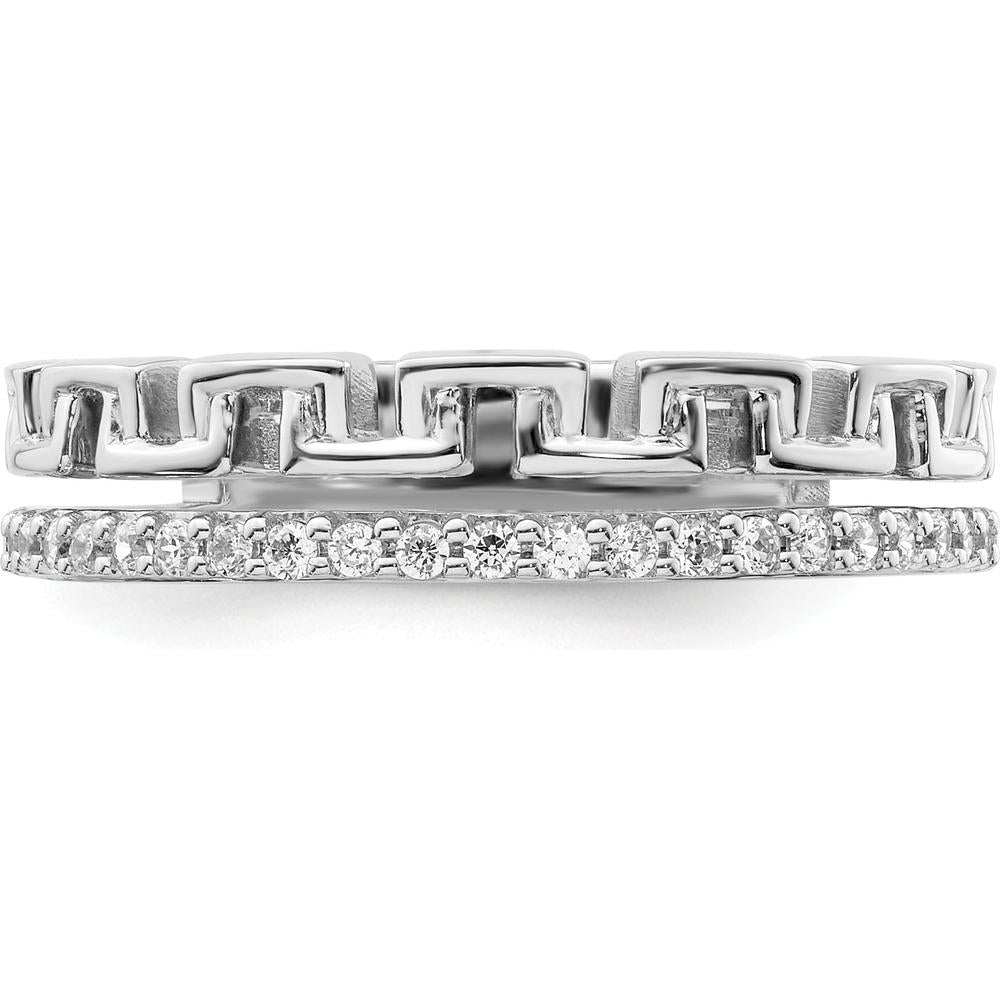 14K White Gold Polished Diamond Double Band Fashion Ring - 0.15 Carat Total Diamond Weight by 0