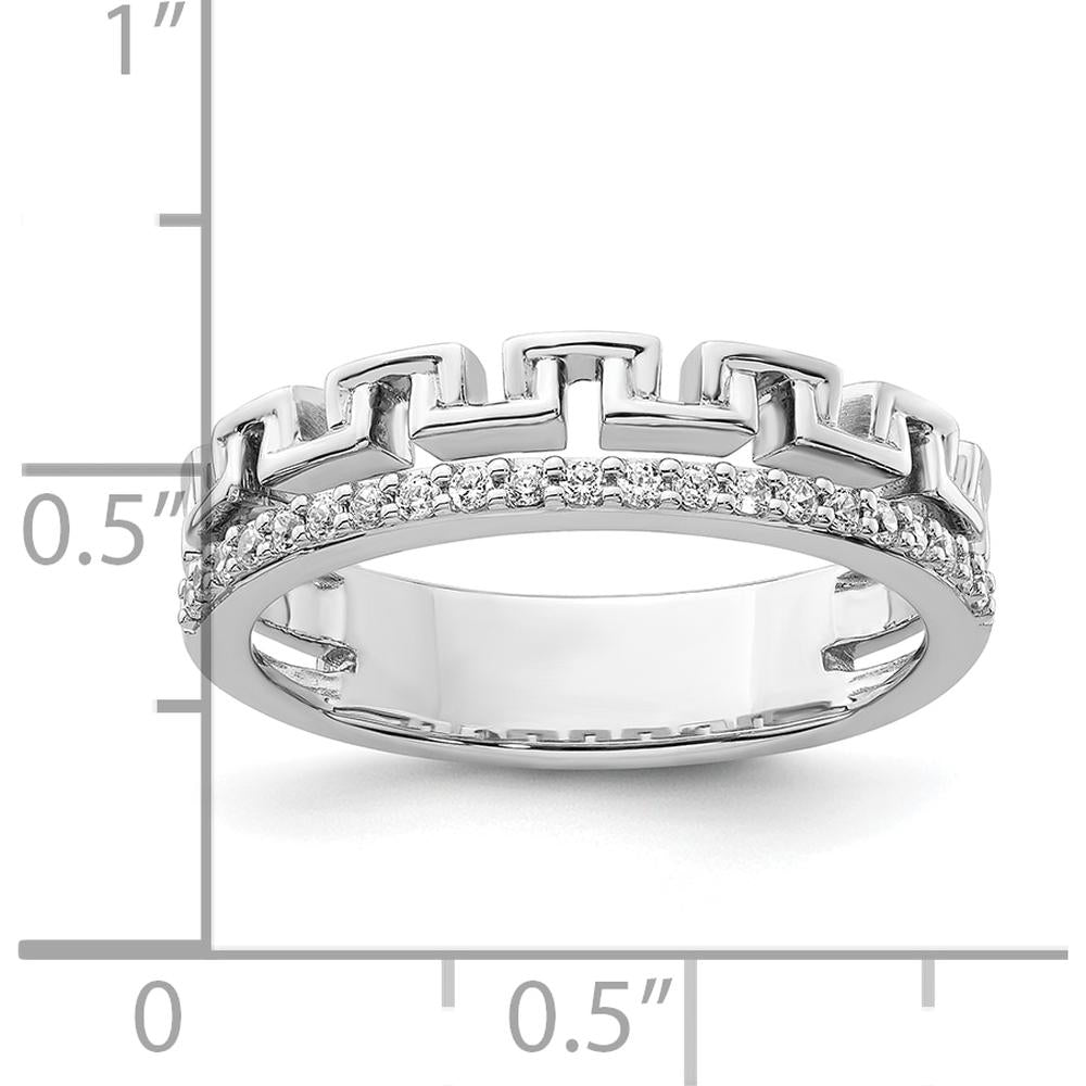 14K White Gold Polished Diamond Double Band Fashion Ring - 0.15 Carat Total Diamond Weight by 0