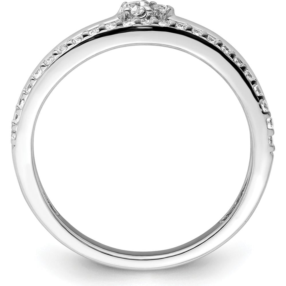 14K White Gold Polished Diamond Double Band Fashion Ring - 0.25 Carat Total Diamond Weight by 0