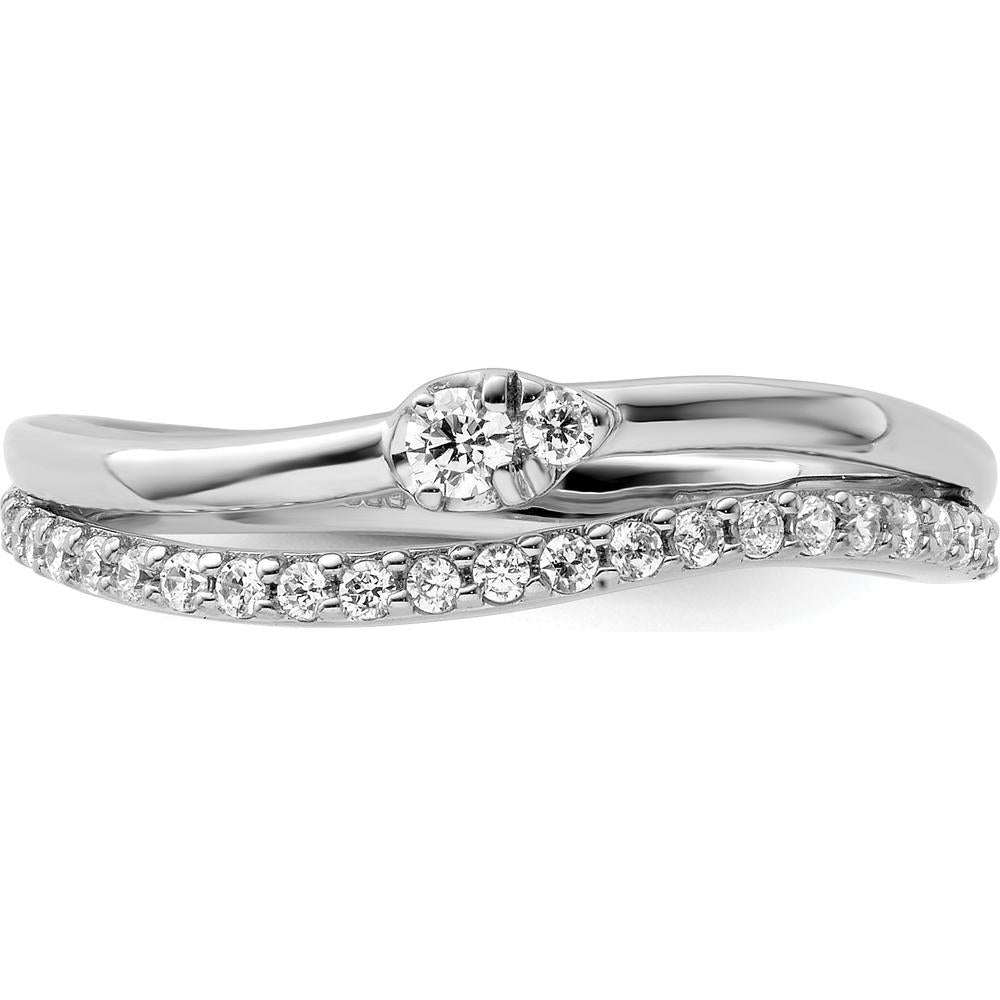 14K White Gold Polished Diamond Double Band Fashion Ring - 0.25 Carat Total Diamond Weight by 0