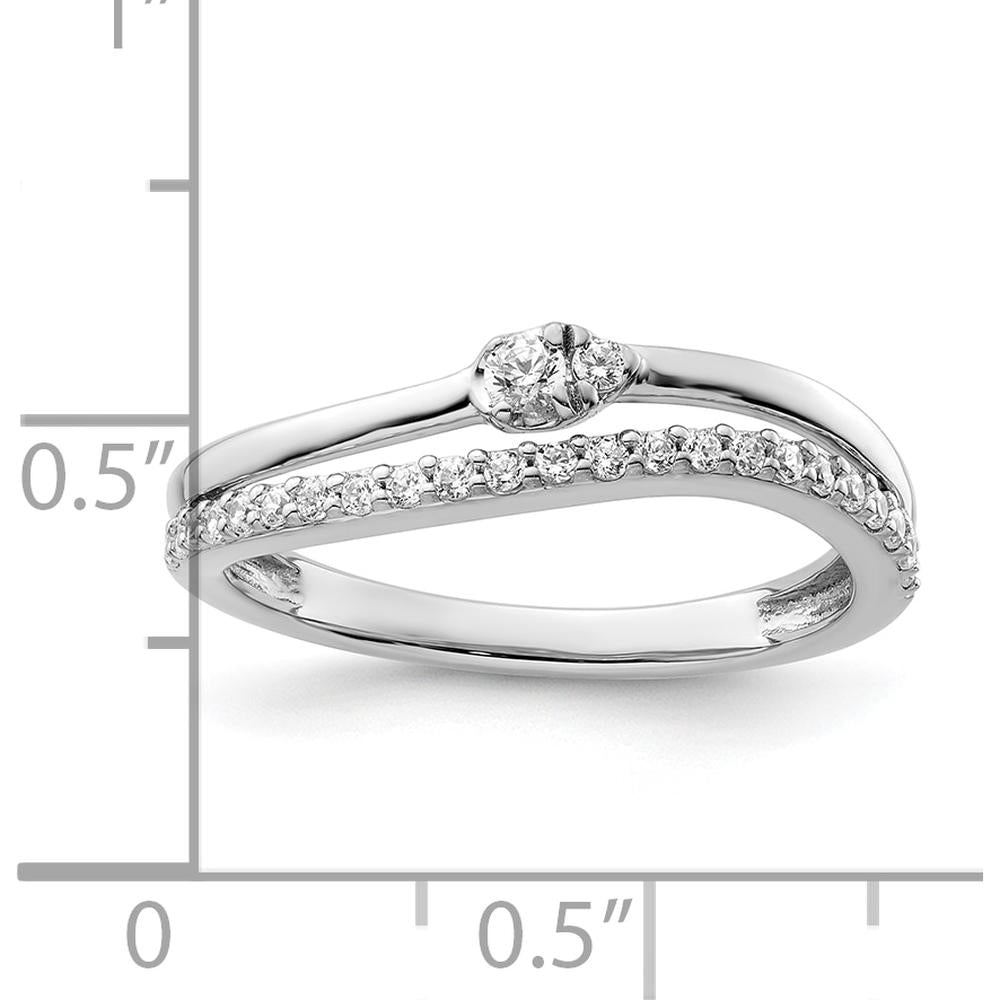 14K White Gold Polished Diamond Double Band Fashion Ring - 0.25 Carat Total Diamond Weight by 0