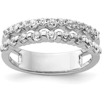 14K White Gold Polished Diamond Double Band Fashion Ring - 0.75 Carat Total Diamond Weight by 0