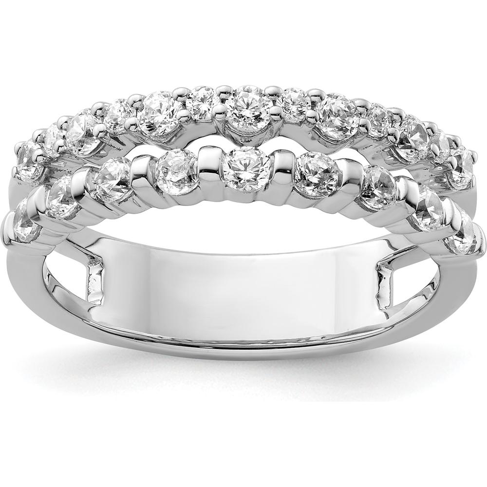 14K White Gold Polished Diamond Double Band Fashion Ring - 0.75 Carat Total Diamond Weight by 0