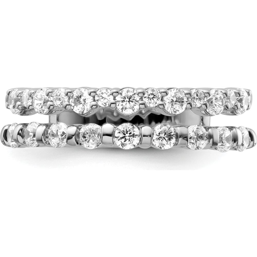 14K White Gold Polished Diamond Double Band Fashion Ring - 0.75 Carat Total Diamond Weight by 0