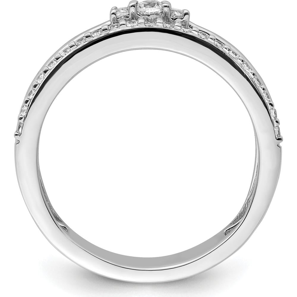 14K White Gold Polished Diamond Double Band Fashion Ring with 0.25 Carat Total Round Diamonds by 0