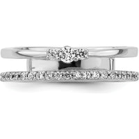 14K White Gold Polished Diamond Double Band Fashion Ring with 0.25 Carat Total Round Diamonds by 0