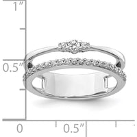 14K White Gold Polished Diamond Double Band Fashion Ring with 0.25 Carat Total Round Diamonds by 0