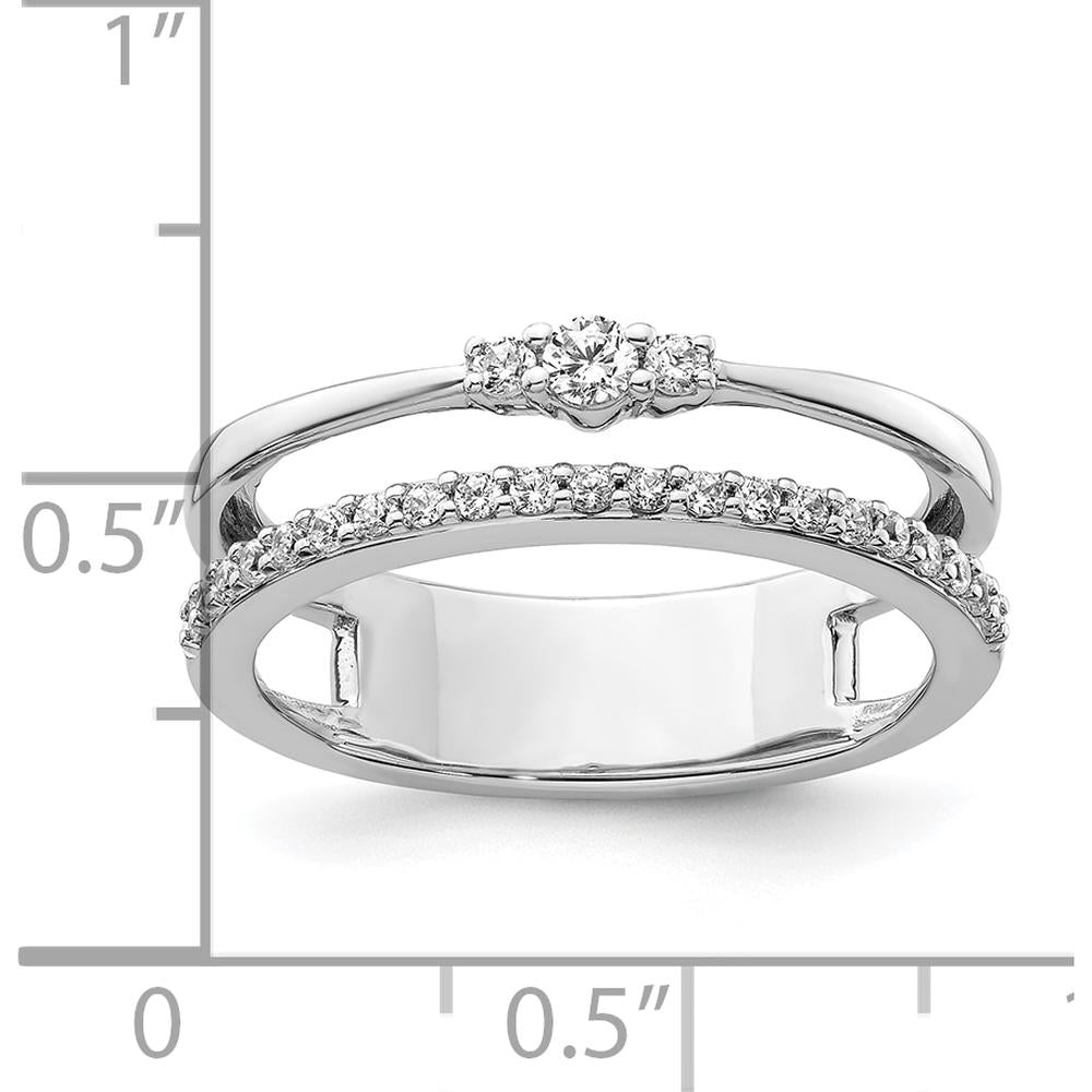 14K White Gold Polished Diamond Double Band Fashion Ring with 0.25 Carat Total Round Diamonds by 0