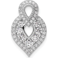 14K White Gold Polished Diamond Drop Earrings with Round Diamonds - 0.63 Carat Total Diamond Weight by Oro Pregiato
