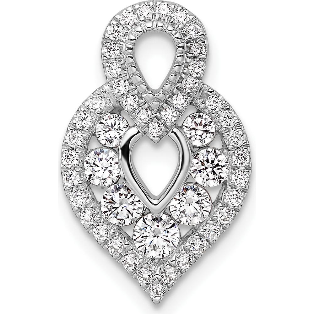 14K White Gold Polished Diamond Drop Earrings with Round Diamonds - 0.63 Carat Total Diamond Weight by Oro Pregiato