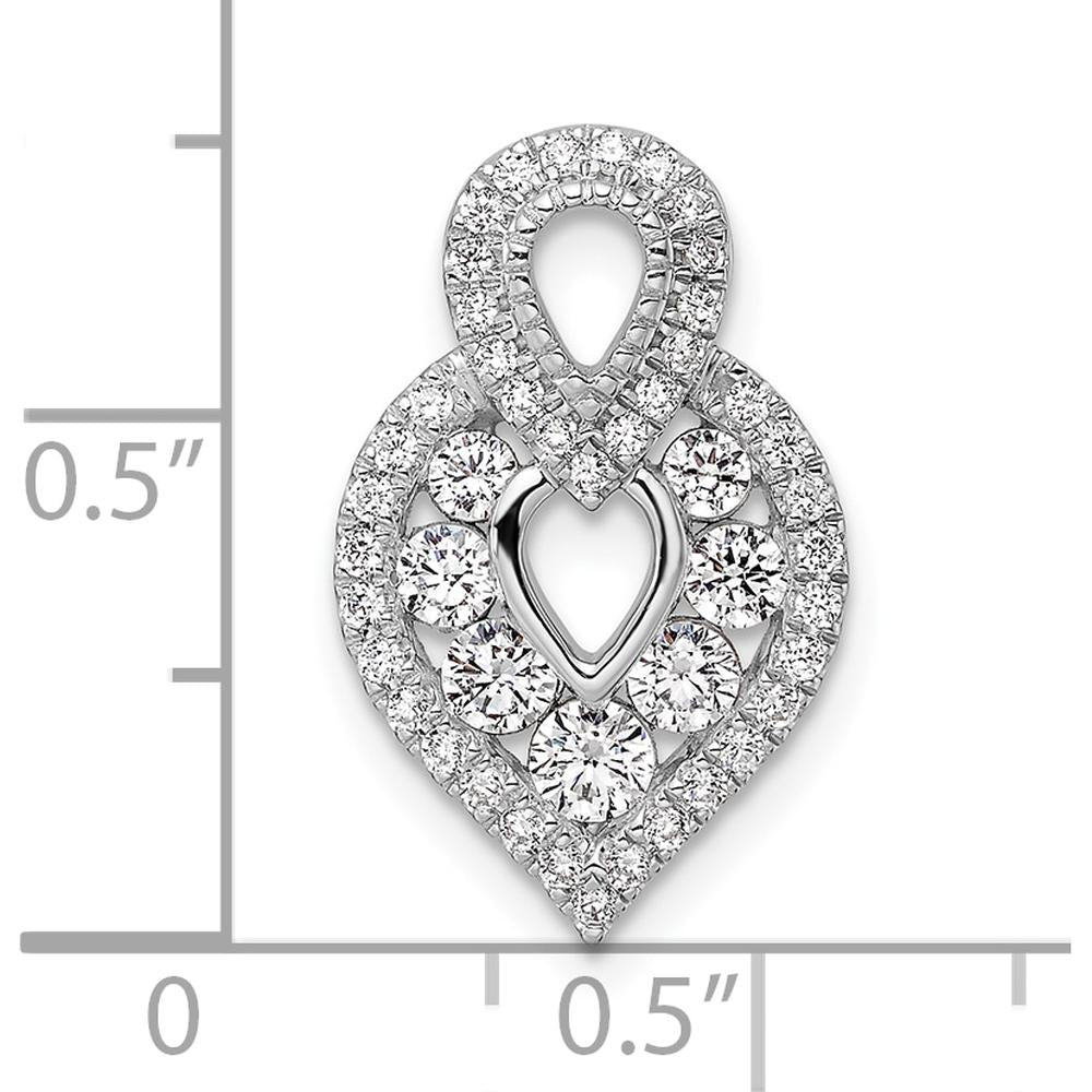 14K White Gold Polished Diamond Drop Earrings with Round Diamonds - 0.63 Carat Total Diamond Weight by Oro Pregiato