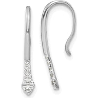 14K White Gold Polished Diamond Drop Threader Earrings with Round Cut Diamonds - 0.062 Carat Total Diamond Weight by Oro Pregiato