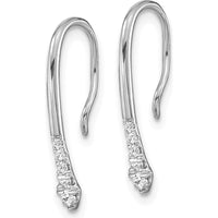 14K White Gold Polished Diamond Drop Threader Earrings with Round Cut Diamonds - 0.062 Carat Total Diamond Weight by Oro Pregiato