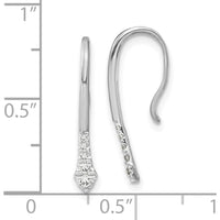14K White Gold Polished Diamond Drop Threader Earrings with Round Cut Diamonds - 0.062 Carat Total Diamond Weight by Oro Pregiato