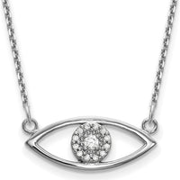 14K White Gold Polished Diamond Evil Eye Necklace - 1/10 Carat Total Diamond Weight by Oro Pregiato