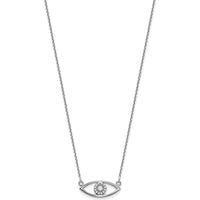 14K White Gold Polished Diamond Evil Eye Necklace - 1/10 Carat Total Diamond Weight by Oro Pregiato