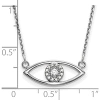 14K White Gold Polished Diamond Evil Eye Necklace - 1/10 Carat Total Diamond Weight by Oro Pregiato