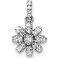 14K White Gold Polished Diamond Flower Pendant with Round Diamonds - 1/6 Carat Total Diamond Weight by Oro Pregiato