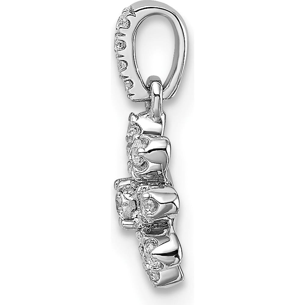 14K White Gold Polished Diamond Flower Pendant with Round Diamonds - 1/6 Carat Total Diamond Weight by Oro Pregiato