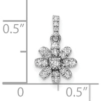 14K White Gold Polished Diamond Flower Pendant with Round Diamonds - 1/6 Carat Total Diamond Weight by Oro Pregiato