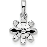 14K White Gold Polished Diamond Flower Pendant with Round Diamonds - 1/6 Carat Total Diamond Weight by Oro Pregiato