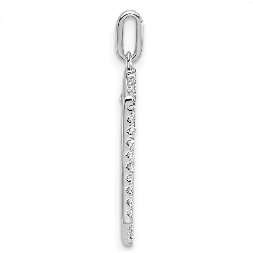 14K White Gold Polished Diamond Framed Dangle Cross Pendant with 1/5 Carat of Round Diamonds by Oro Pregiato