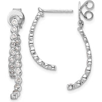 14K White Gold Polished Diamond Front and Back Dangle Earrings - 0.40 Carats Total Diamond Weight by Oro Pregiato